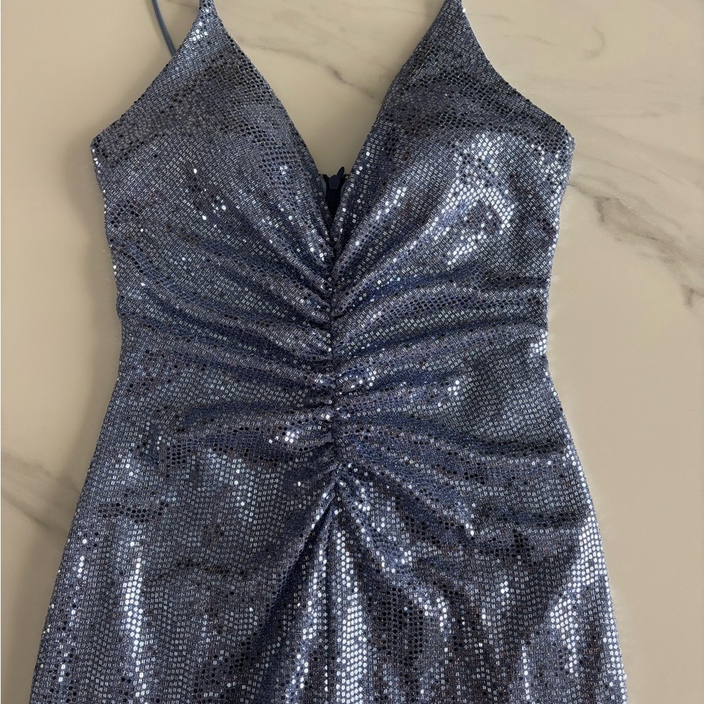 Camille Lavie Sparkling Purple Silver Evening Gown sz S - Picture 3 of 14